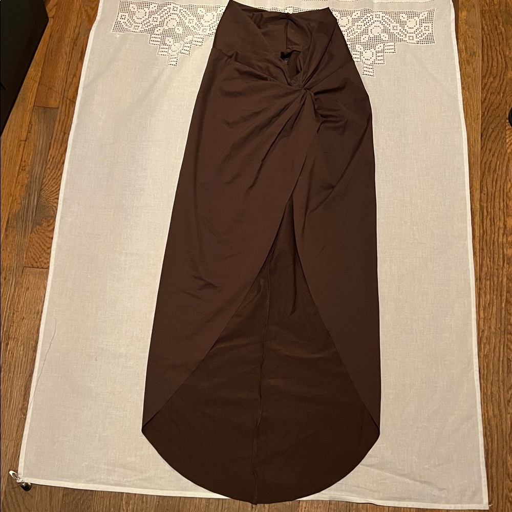 SKIMS Brown Twist Front Swim Sarong